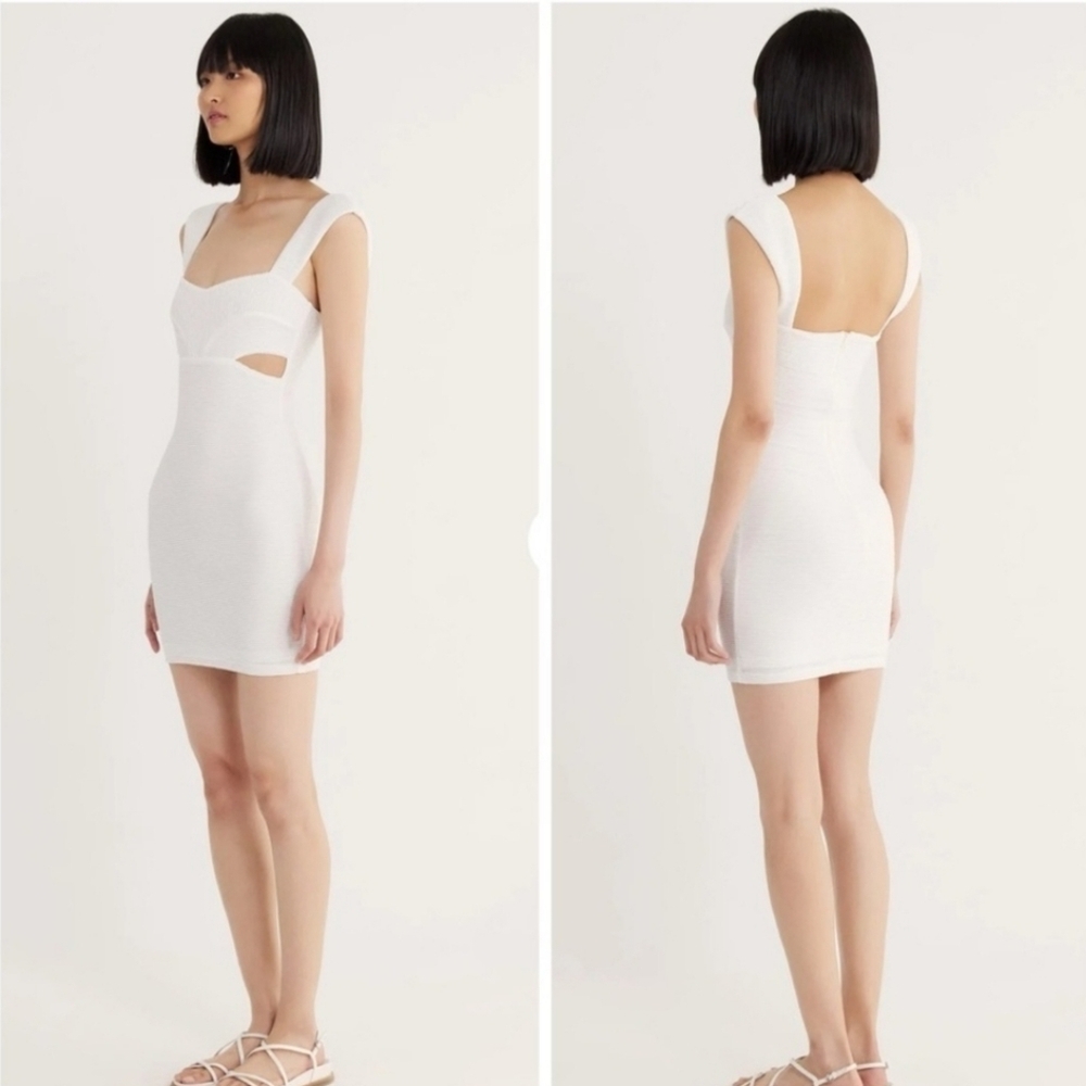 Rumer The Label Rae Mini Dress Size Small White Cutout Ribbed Stretchy - Picture 1 of 16